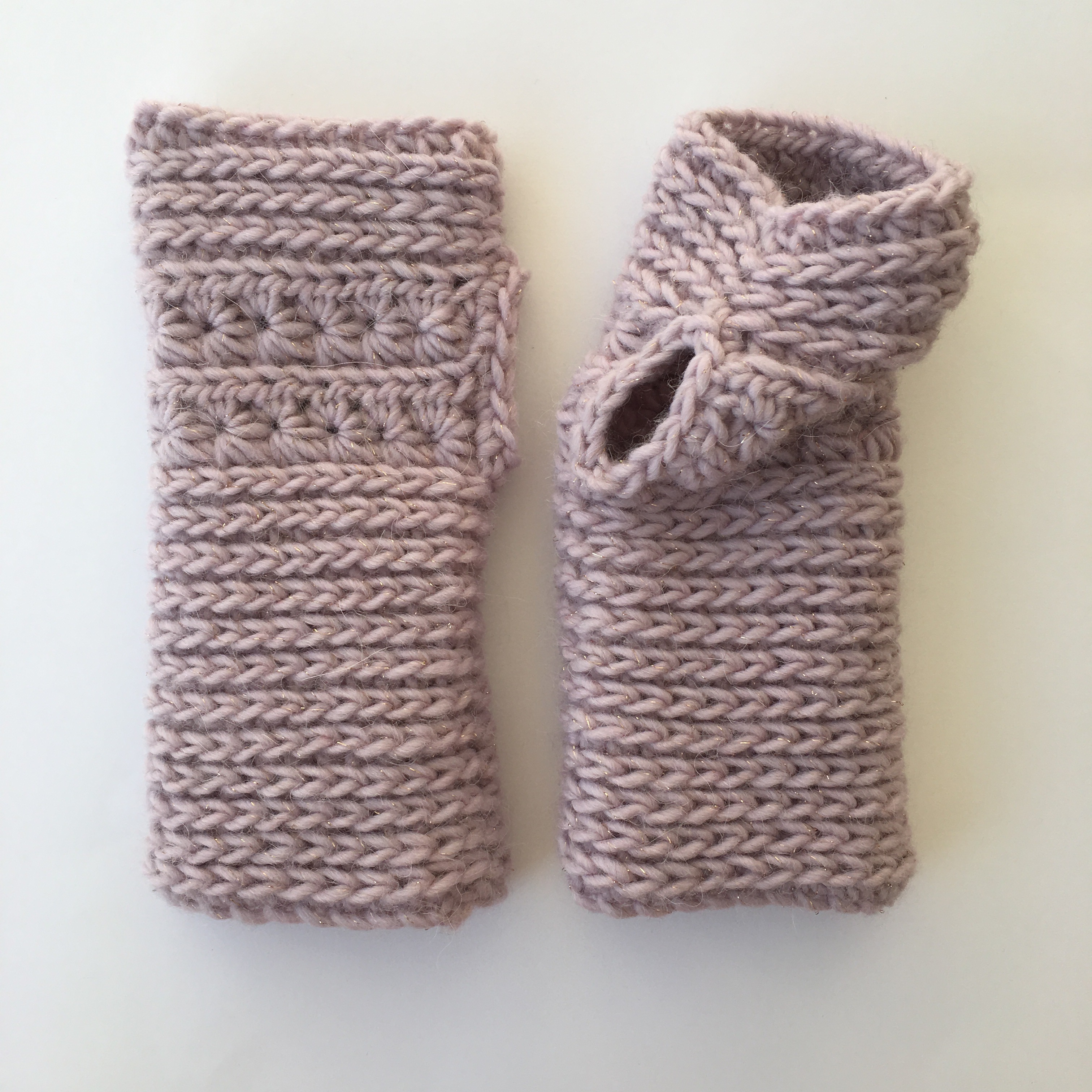 Crocheted fingerless mittens